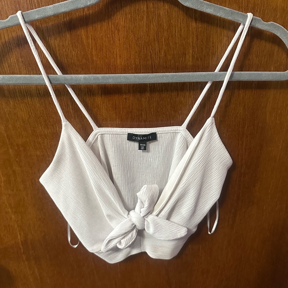Dynamite White Tie-Front Crop Top